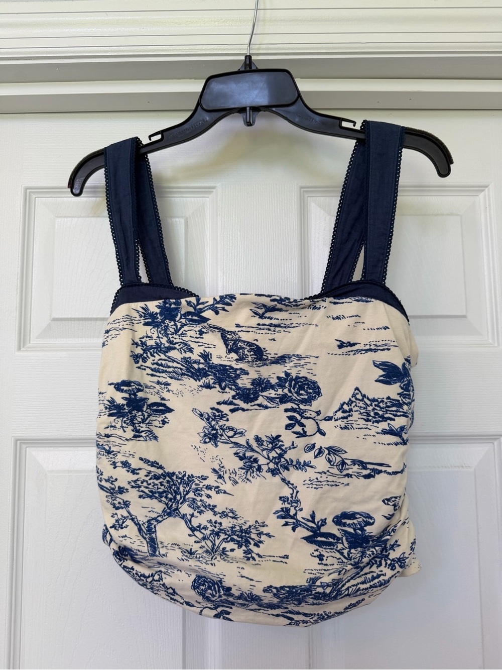 Free People Blue and Cream Toile Tank Top